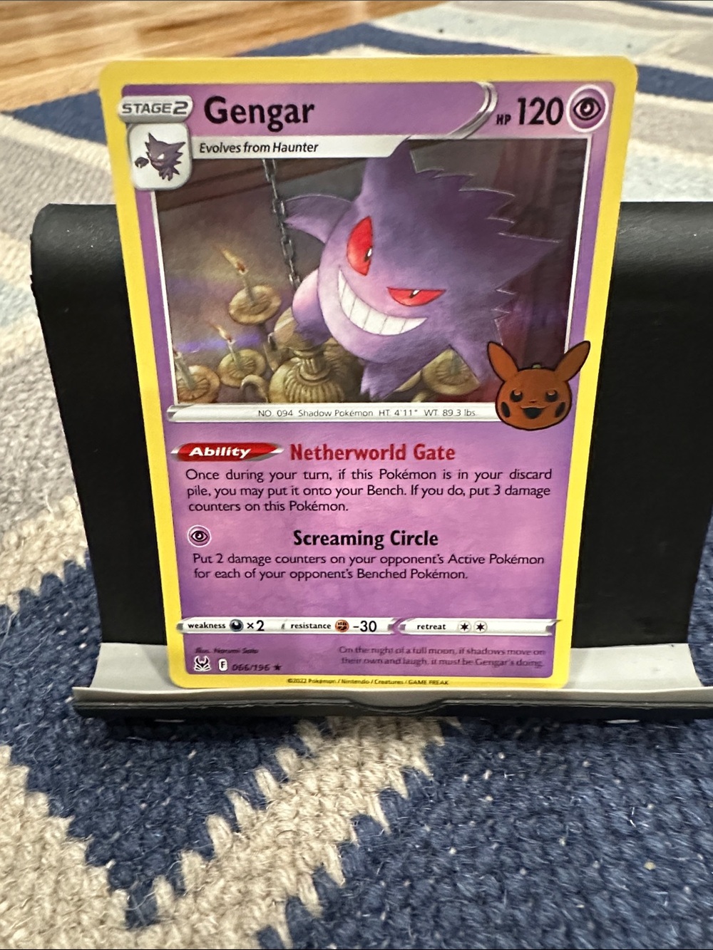 Pokemon Gengar Trading Card Purple Yellow